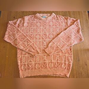 VINTAGE ROYAL NORTH MILLS OUTFITTERS Sweater Pink & White 100% Cotton si…